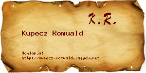 Kupecz Romuald névjegykártya